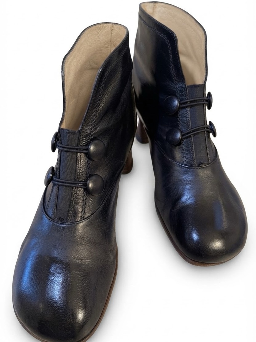 John Fluevog Operetta Giulia women's black leather ankle booties